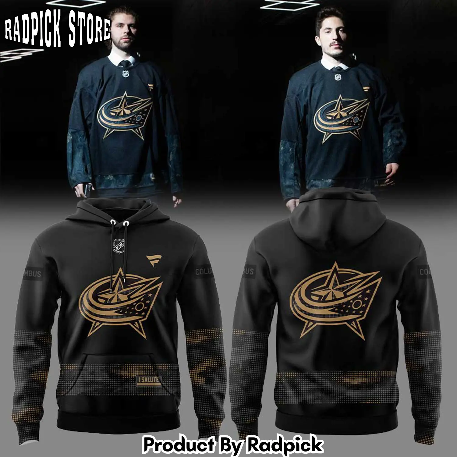 Columbus blue jackets military appreciation night hoodie joggers hoodie and long pants set rp291797